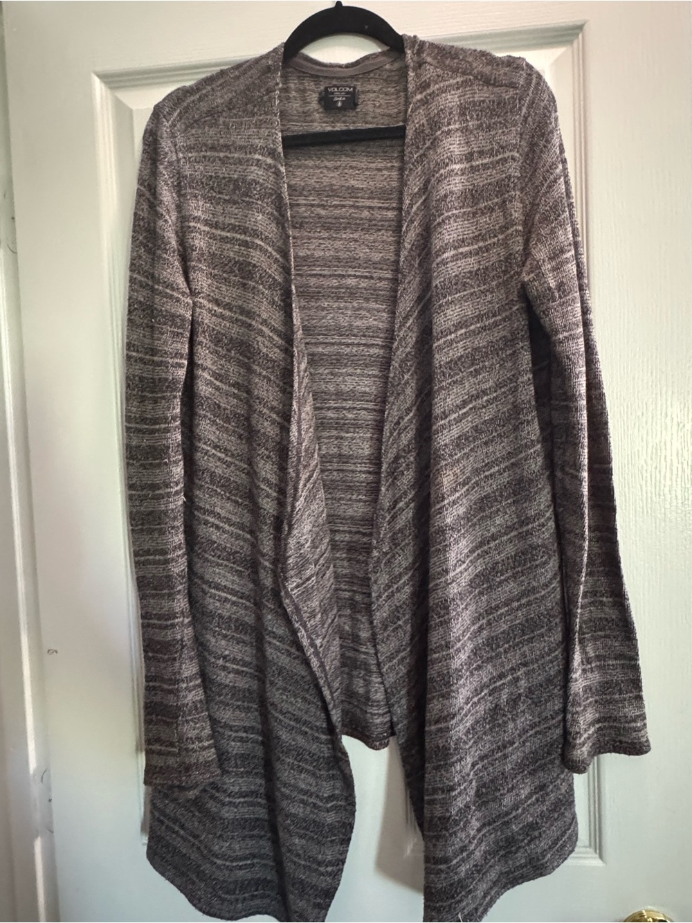 Volcom Gray & Black Marled Open-Front Women's Cardigan Size L